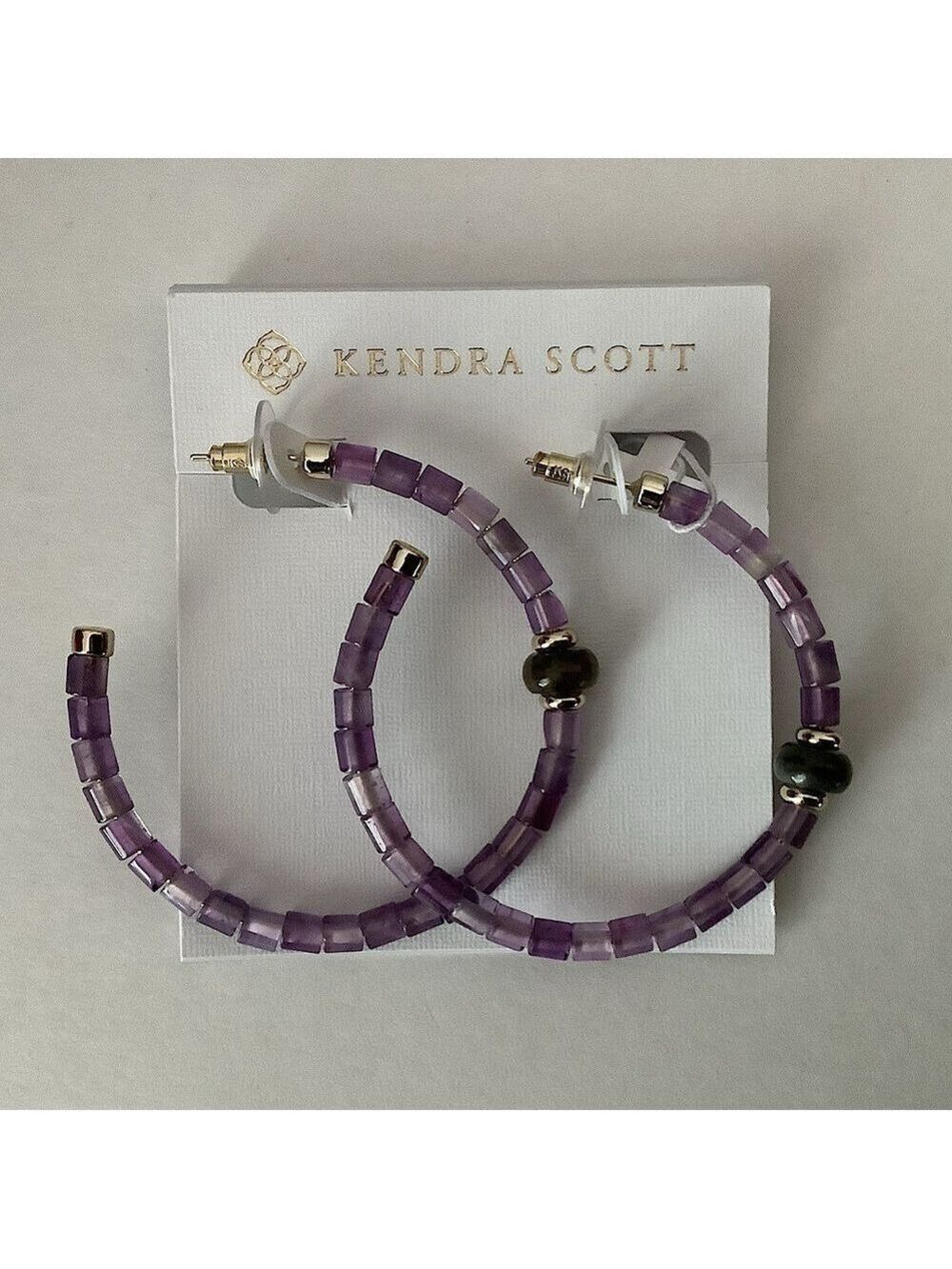 Kendra Scott Insley Purple Amethyst Gold Hoop Earrings New
